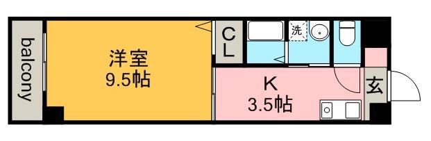 YOSHIX中新(1K/3階)の間取り写真