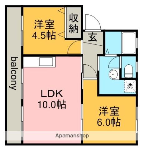 シルエ柏原(2LDK/3階)の間取り写真