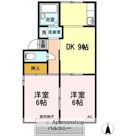 ファミール堀部(2DK/2階)の間取り写真