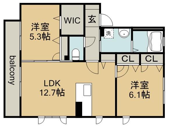 オドゥール・ボアゼ(2LDK/2階)の間取り写真