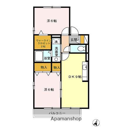 サンパティー・Ⅰ南(2DK/1階)の間取り写真