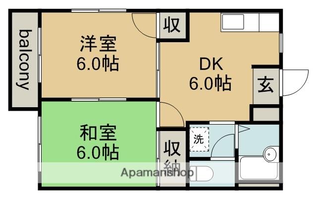 パークサイド前並B(2DK/2階)の間取り写真