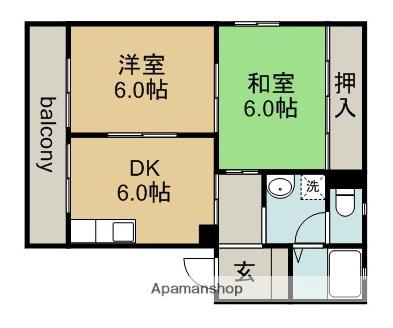 リバーコート二子(2DK/1階)の間取り写真