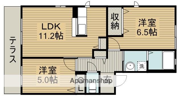 ディアス二子(2LDK/1階)の間取り写真
