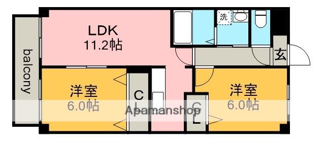 サンライズ勝川(2LDK/1階)の間取り写真