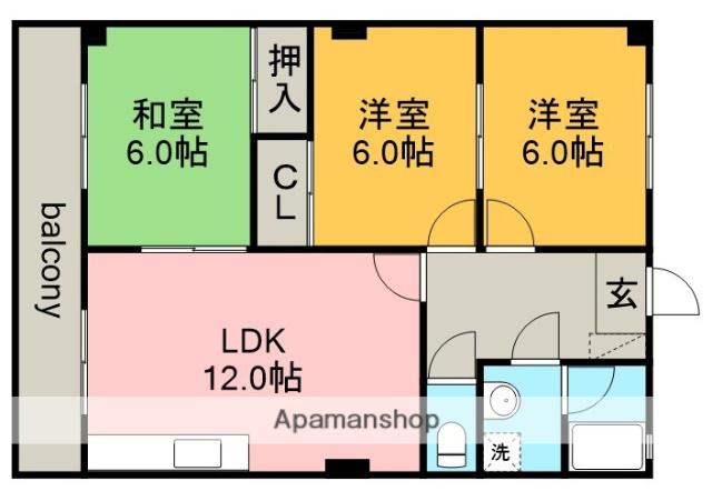 ヴィレッジハヤシ(3LDK/3階)の間取り写真