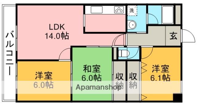 グリーンオーク(3LDK/3階)の間取り写真