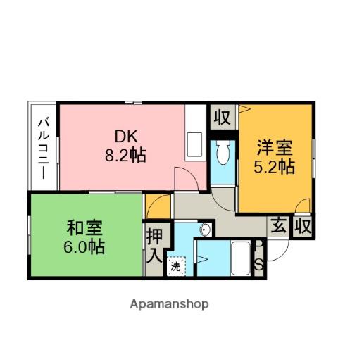 メドゥーサΓ(2DK/2階)の間取り写真