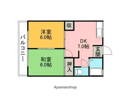 サンライトハウス(2DK/1階)の間取り写真