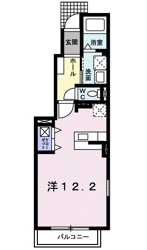 イル・パティオⅡ(1K/1階)の間取り写真