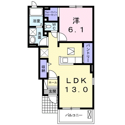 ネオジョウワH Ⅰ(1LDK/1階)の間取り写真