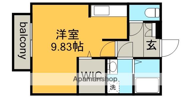 ピアチェーレK C棟(ワンルーム/1階)の間取り写真