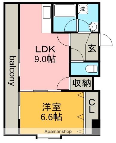 グランドハイツ豊山Ⅱ(1LDK/3階)の間取り写真