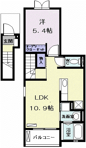 アリーヴィオⅢサウス(1LDK/2階)の間取り写真