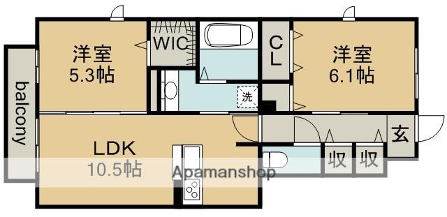 サザンクロス・グランシャリオ(2LDK/1階)の間取り写真