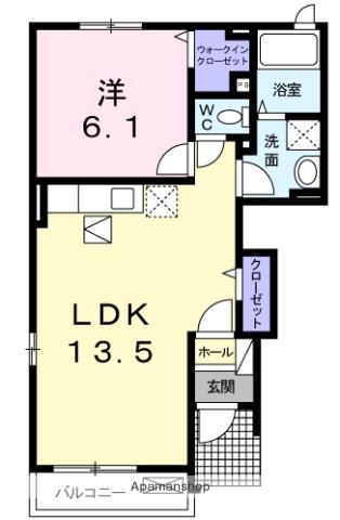 アリーヴィオⅡウエスト(1LDK/1階)の間取り写真