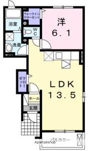 アリーヴィオⅡウエスト(1LDK/1階)の間取り写真
