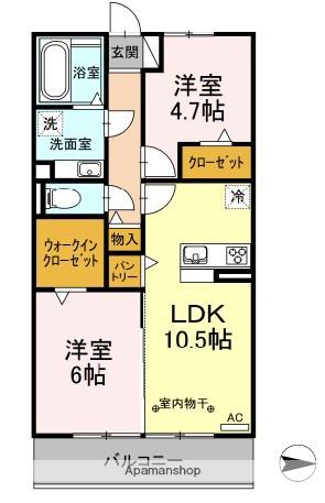 ヴィラ アメリアⅡ(2LDK/2階)の間取り写真