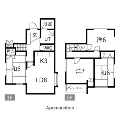 中央本線 勝川駅(ＪＲ) 徒歩27分 2階建 築38年(4LDK)の間取り写真