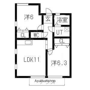 ソフィア八田(2LDK/1階)の間取り写真