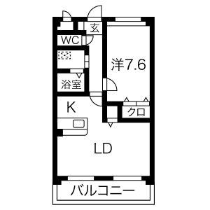 ピースフルムーン(1LDK/2階)の間取り写真