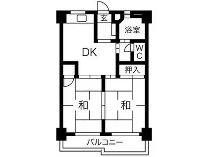 メゾン小六(2DK/3階)の間取り写真