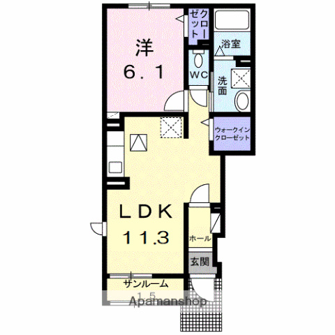 SKY HOPE(1LDK/1階)の間取り写真