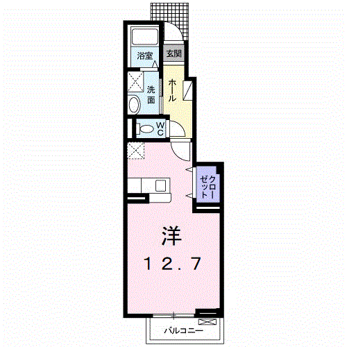 プレステージⅡ B棟(ワンルーム/1階)の間取り写真