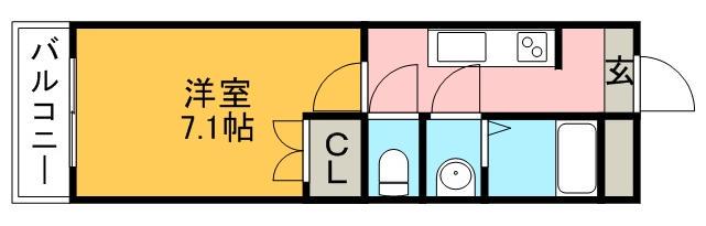 アトランティス(1K/1階)の間取り写真