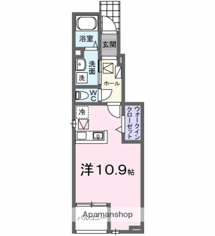 フラン ⅠⅡ(1K/1階)の間取り写真