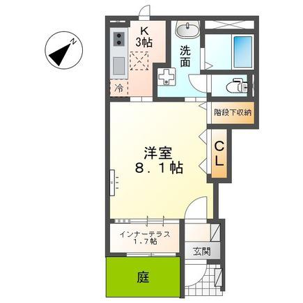 ウィン・ベルⅤ(1K/1階)の間取り写真