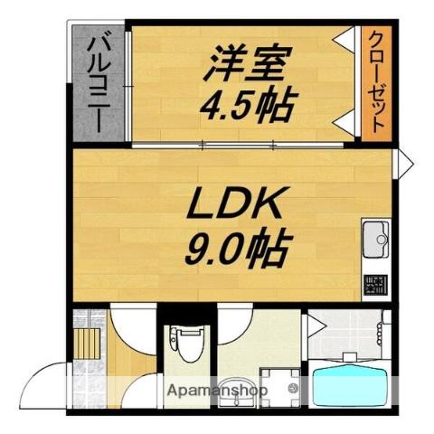 LECOCON守山Ⅴ(1LDK/3階)の間取り写真