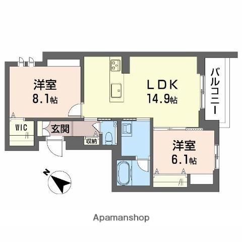 ヴィアソーレ(2LDK/3階)の間取り写真