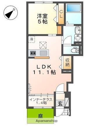 ノイアー・ルウムⅠ(1LDK/1階)の間取り写真