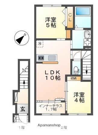 ノイアー・ルウムⅠ(2LDK/2階)の間取り写真