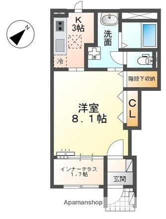 サンビラーゼウエスト(1K/1階)の間取り写真