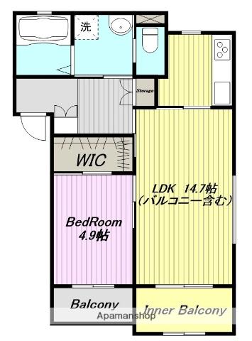 メゾンココネコ(1LDK/3階)の間取り写真