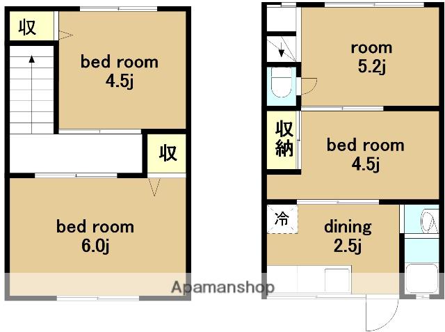 名鉄小牧線 春日井駅(名鉄) 徒歩27分 2階建 築50年(4K)の間取り写真