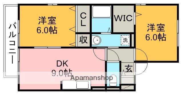 サンパティー・Ⅰ南(2DK/1階)の間取り写真