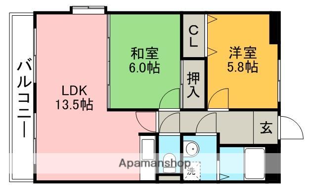 SUNMALL茂(2LDK/2階)の間取り写真