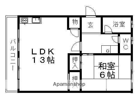 柏原ハイツ(1LDK/3階)の間取り写真