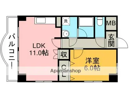 レジーナ鳥居松(1LDK/1階)の間取り写真