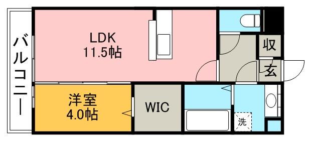 ウヴェルテュール(1LDK/2階)の間取り写真