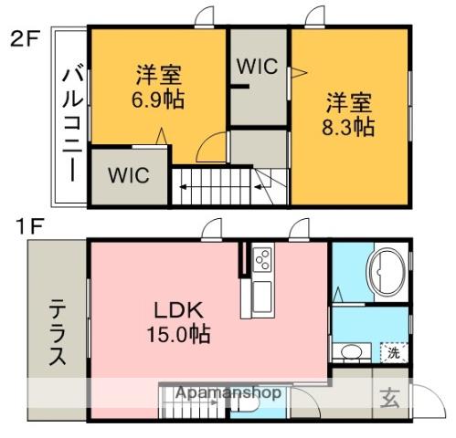 メゾンブランシュ B棟(2LDK/1階)の間取り写真