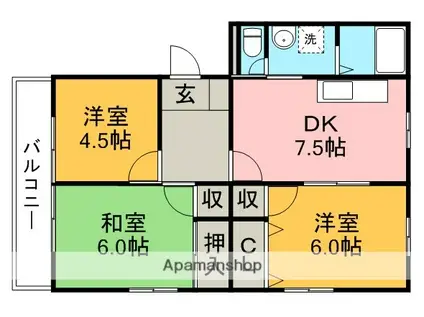 ナカシマハイツ(3DK/2階)の間取り写真