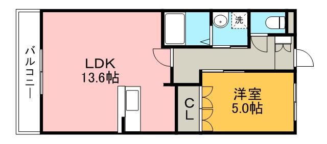 ルージュ(1LDK/3階)の間取り写真