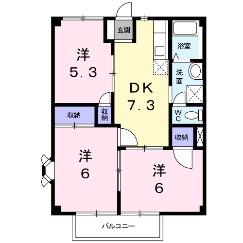 ニューハピネス(3DK/2階)の間取り写真