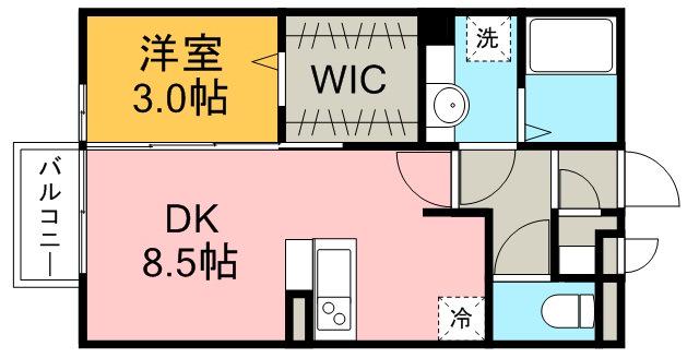 リバーウエスト(1DK/2階)の間取り写真