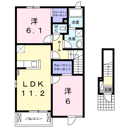 フローラ155(2LDK/2階)の間取り写真