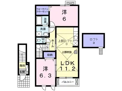 アヴァンセ・大日(2LDK/2階)の間取り写真